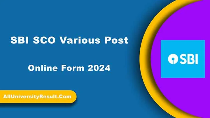 SBI SCO Various Post Online Form 2024